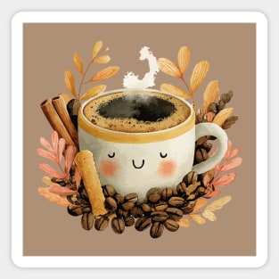 Cozy Coffee Cup with Cinnamon - Barista Folk Art Magnet